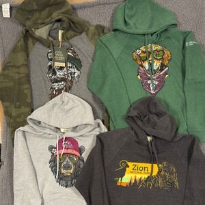 Wild Tribute Hoodie Bundle Lot of 4 Zion Dog Ski or Die Nature Bear NEW XS/M/L